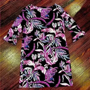 - Lilly Pulitzer Sophie Shift Dress Black Pink Floral Sz GIRLS (kids) 12-14